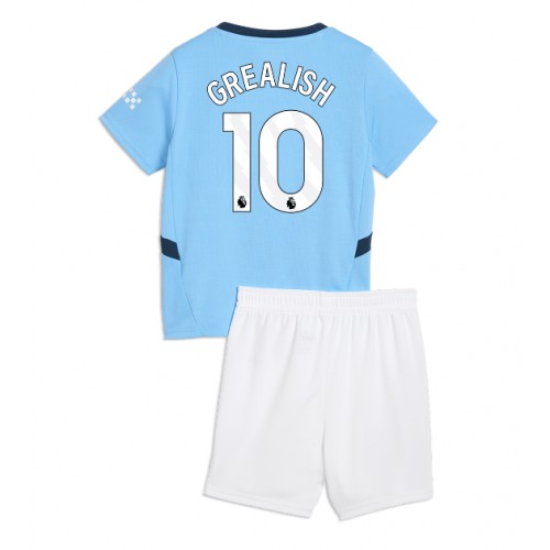 Fotballdrakt Barn Manchester City Jack Grealish #10 Hjemmedraktsett 2024-25 Kortermet (+ Korte bukser)